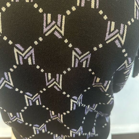 Black Maje Monogram Short Sleeve Sweater Size 3- large - Picture 3 of 9